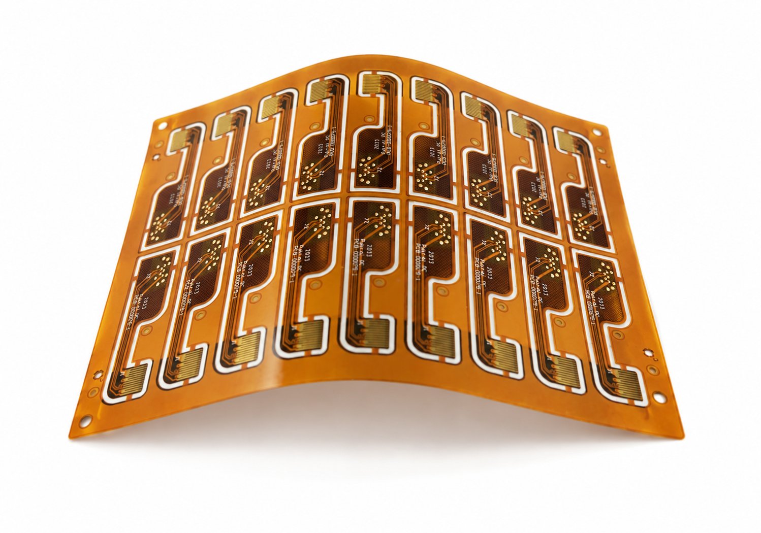 Multi-up flex prototype panel with green solder mask
